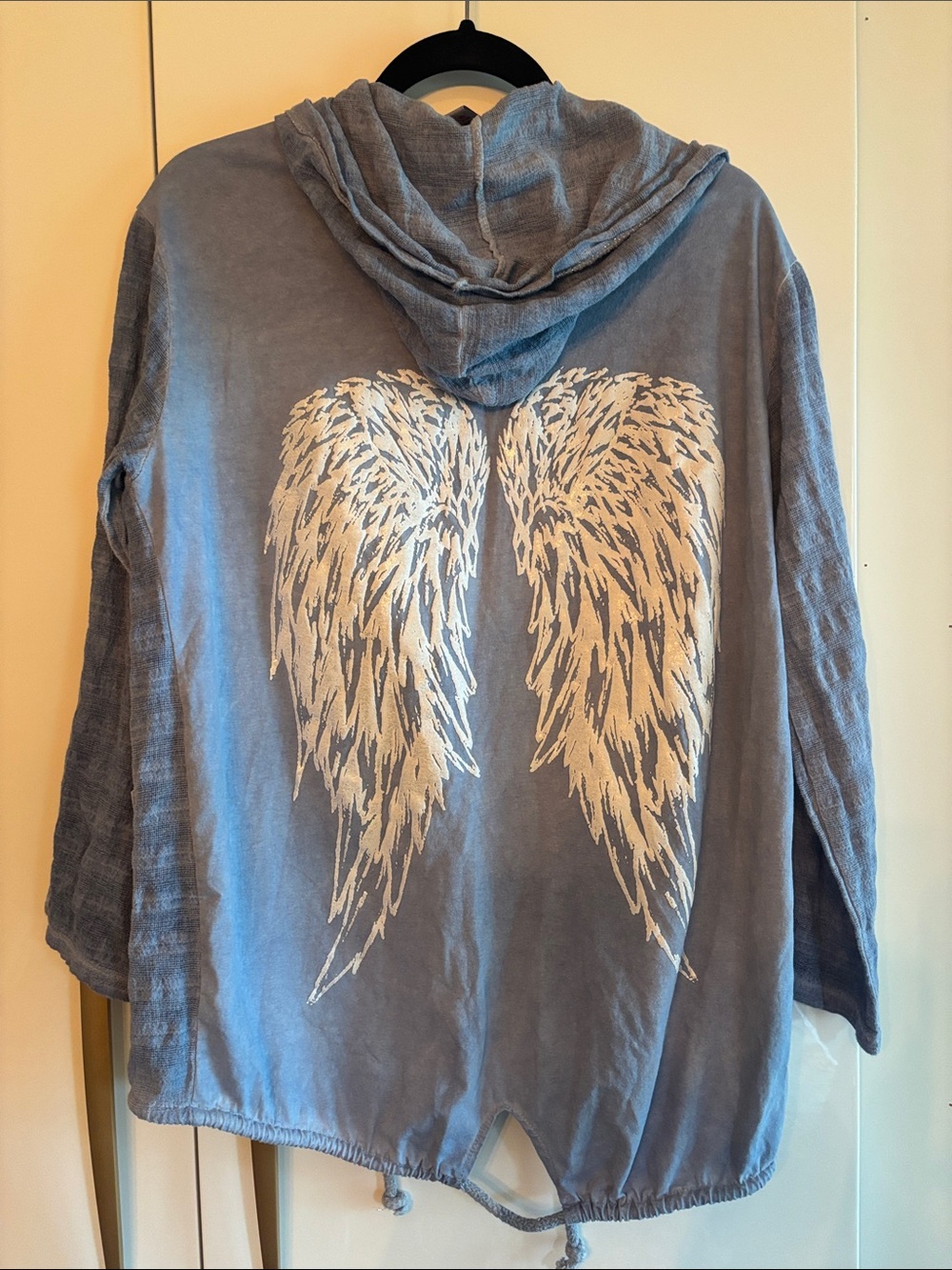 Made with Love Light Blue Hooded Open-Front Women's Jacket